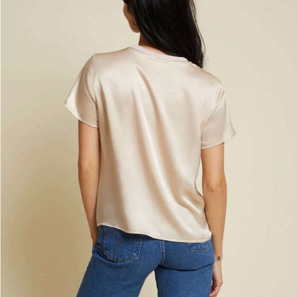 Nation LTD Marie Satin Steen Top XS Boxy Tee Shirt Almond Gold Like New - Picture 2 of 8